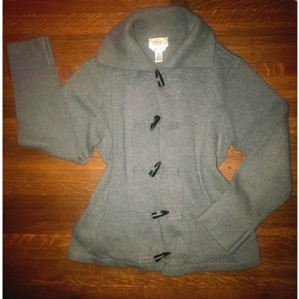 Talbots grey womens medium buttoned cardigan.
